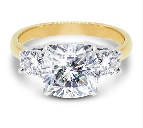 3 Carat Cushion Cut Diamond Engagement Ring for Women, Three Stone Ring, Wedding Ring, Anniversary Gifts