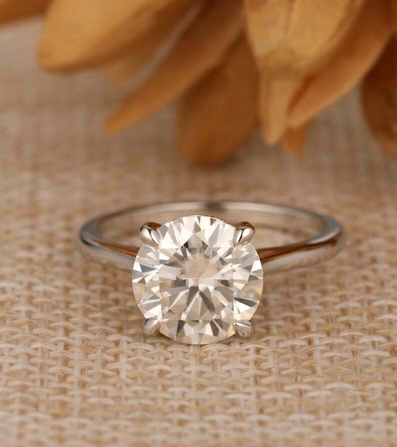 3 Carat Round CVD Lab Grown Diamond Engagement Ring for Women, Solitaire Engagement Ring, Christmas Gifts, Anniversary Gifts, Wedding Ring