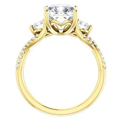 3.50 Carat Cushion Cut CVD Lab Grown Diamond Engagement Ring for Women, Three Stone Ring, Anniversary Gifts, Christmas Gifts, WEdding Ring