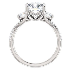 3.50 Carat Cushion Cut CVD Lab Grown Diamond Engagement Ring for Women, Three Stone Ring, Anniversary Gifts, Christmas Gifts, WEdding Ring