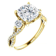 3.50 Carat Cushion Cut CVD Lab Grown Diamond Engagement Ring for Women, Three Stone Ring, Anniversary Gifts, Christmas Gifts, WEdding Ring