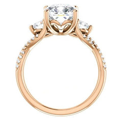 3.50 Carat Cushion Cut CVD Lab Grown Diamond Engagement Ring for Women, Three Stone Ring, Anniversary Gifts, Christmas Gifts, WEdding Ring