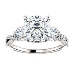 3.50 Carat Cushion Cut CVD Lab Grown Diamond Engagement Ring for Women, Three Stone Ring, Anniversary Gifts, Christmas Gifts, WEdding Ring