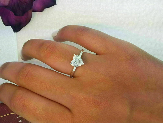 2.5 Carat Heart Cut Diamond Engagement Ring for Women, Solitaire Ring, Wedding Ring
