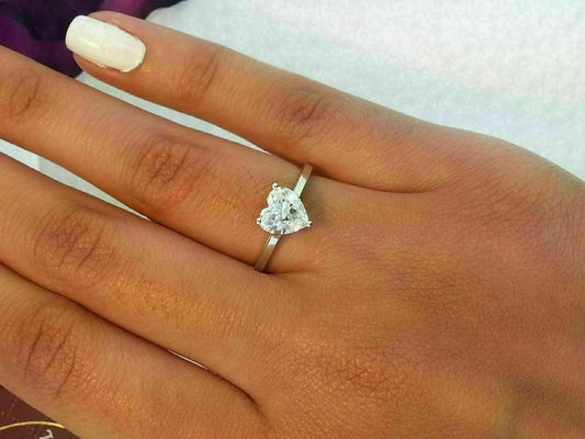 2.5 Carat Heart Cut Diamond Engagement Ring for Women, Solitaire Ring, Wedding Ring