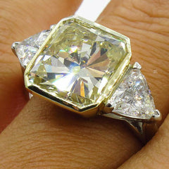 3 Carat Yellow Radiant Cut Diamond Engagement Ring for Women, Three Stone Ring, Wedding Ring, Christmas Gifts
