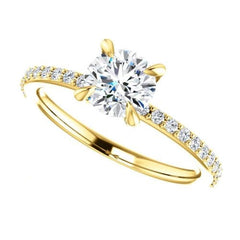 1.30 Carat Round CVD Lab Grown Diamond Engagement  Ring for Women, Solitaire Accents Anniversary Gifts, Christmas Gifts, Wedding Ring