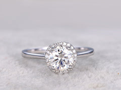 2 Carat Round Cut Diamond Engagement Ring for Women, Halo Ring Set, Wedding Ring