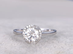 2 Carat Round Cut Diamond Engagement Ring for Women, Halo Ring Set, Wedding Ring