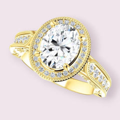 2.5 Carat Oval Engagement Ring For Women, Halo Engagement Ring, CVD Lab Grow Diamond Wedding Ring, Anniversary Gifts, Christmas Gifts