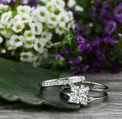 2 Carat Princess Cut Diamond Engagement Ring For Women, Bridal Set Wedding Ring, Christmas Gifts