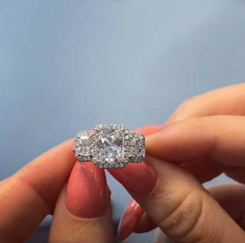 3 Carat Radiant Cut Diamond Engagement Ring for Women, Wedding Ring, Christmas Gifts