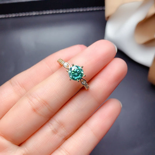 2 Carat Green Round Cut Diamond Engagement Ring for Women, Wedding Ring, Christmas Gifts, Anniversary Gifts For Her