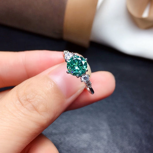 2 Carat Green Round Cut Diamond Engagement Ring For Women, Wedding Ring