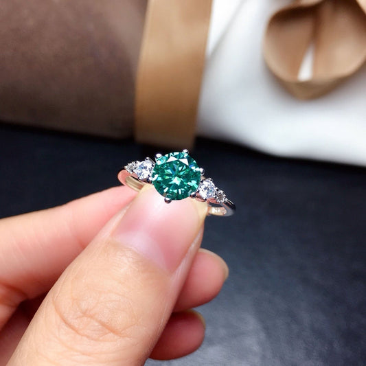 2 Carat Green Round Cut Diamond Engagement Ring For Women, Wedding Ring