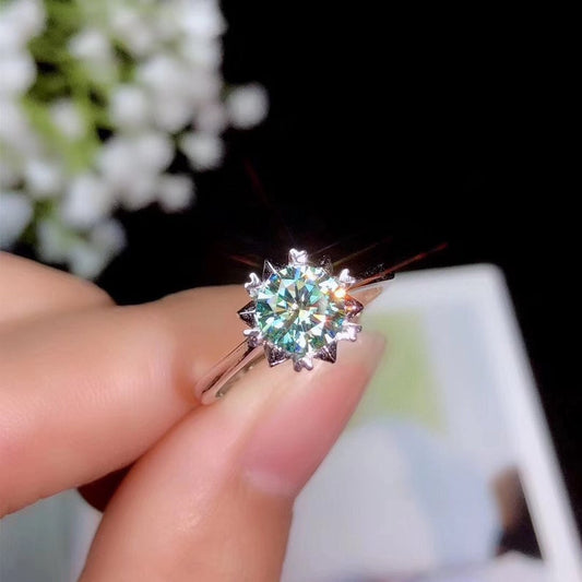 2 Carat Blue Round Cut Diamond Engagement Ring for Women, Wedding Ring