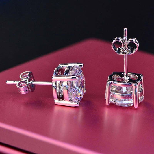 5TCW Round Cut Diamond Stud Earrings For Women, Wedding Earrings, Engagement Earrings, Christmas Gifts
