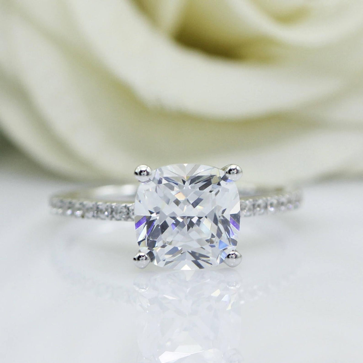 3 Carat Cushion Cut Diamond Engagement Ring for Women, Wedding Ring, Christmas Gifts