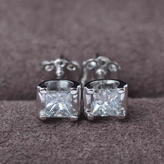 2 TCW Princess Cut Diamond Stud Earrings For Women, Wedding Earrings, Christmas Gifts