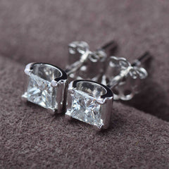 2 TCW Princess Cut Diamond Stud Earrings For Women, Wedding Earrings, Christmas Gifts