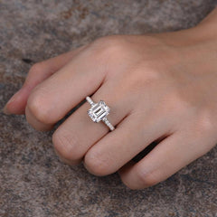 2 Carat Emerald Cut Diamond Engagement Ring for Women, Wedding Ring