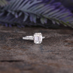 2 Carat Emerald Cut Diamond Engagement Ring for Women, Wedding Ring