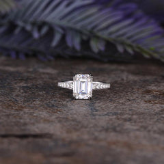 2 Carat Emerald Cut Diamond Engagement Ring for Women, Wedding Ring
