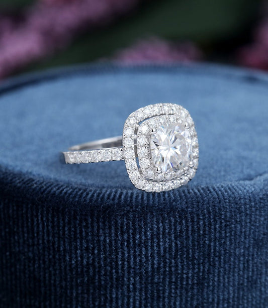 1.5 Carat Cushion Cut Diamond Engagement Ring for Women, Wedding Ring, Christmas Gifts