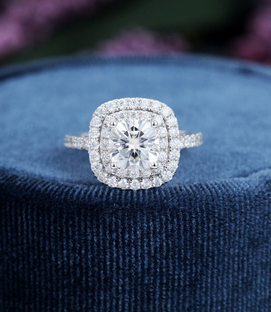 1.5 Carat Cushion Cut Diamond Engagement Ring for Women, Wedding Ring, Christmas Gifts