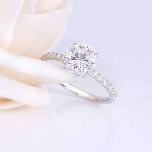 2 Carat Round Cut Diamond Engagement Ring for Women, Wedding Ring, Hidden Halo Ring
