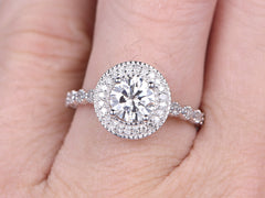 1 Carat Round Cut Diamond Engagement Ring for Women, Halo Ring, Wedding Ring