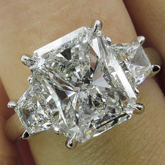 4 Carat Radiant Cut Diamond Engagement Ring for Women, Three Stone Ring Wedding Ring
