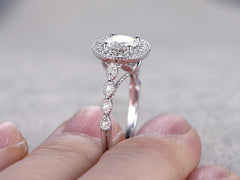1 Carat Round Cut Diamond Engagement Ring for Women, Halo Ring, Wedding Ring