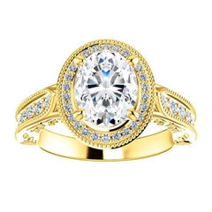 2.5 Carat Oval Engagement Ring For Women, Halo Engagement Ring, CVD Lab Grow Diamond Wedding Ring, Anniversary Gifts, Christmas Gifts