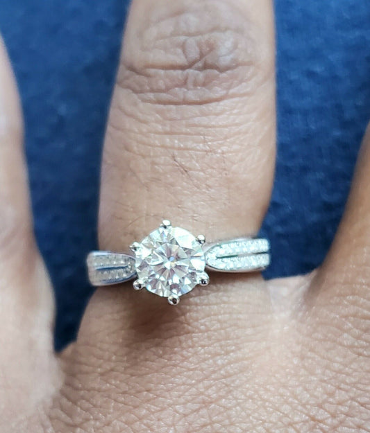 2.5 Carat Round Cut Engagement Ring for Women, Solitaire Accents Wedding Ring, CVD Lab Grown Diamond Ring, Anniversary Gifts