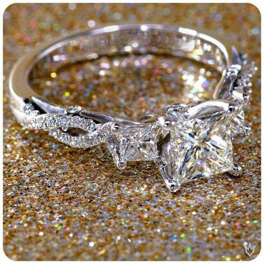 1.5 Carat Princess Cut Diamond Engagement Ring for Women, Wedding Ring