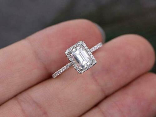 2 Carat Emerald Cut Diamond Engagement Ring For Women, Wedding Ring, Halo Rings, Anniversary Gifts