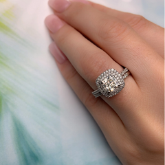 1.5 Carat Cushion Cut Diamond Engagement Ring for Women, Bridal Set Wedding Ring