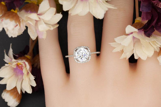 2.5 Carat Round Cut Diamond Engagement Ring For Women, Halo Ring, Wedding Ring, Anniversary Gifts For Her