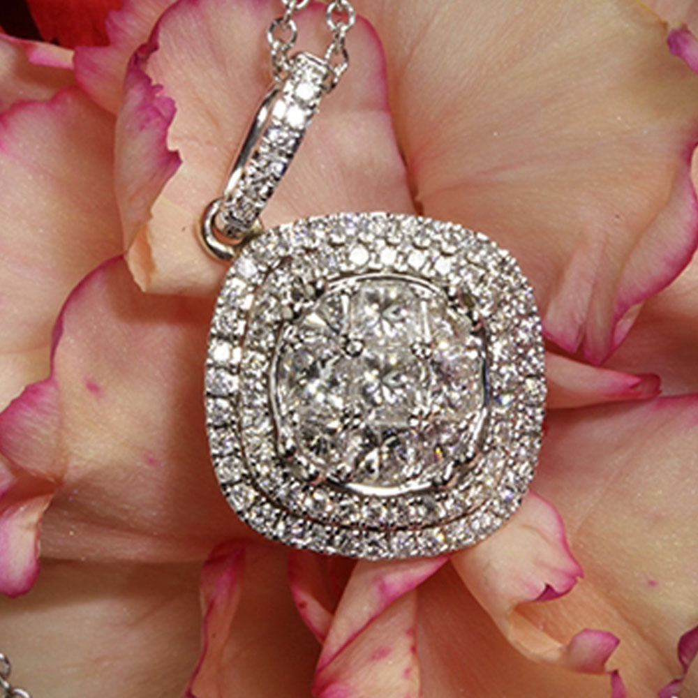 1 TCW Round Cut Diamond Charm Pendant For Women, Halo Pendant, Wedding Pendant, Christmas Gifts