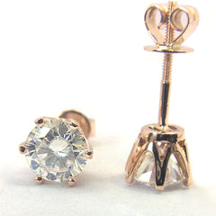 3 TCW Round Cut Diamond Stud Earrings For Women, Wedding Earrings, Anniversary Gifts, Handmade Earrings