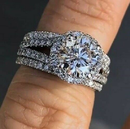 2 Carat Round Cut CVD Lab Grown Diamond Engagement Ring for Women, Bridal Set Wedding Ring, Promise Ring for Her