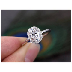 2.5 Carat Oval Cut Diamond Engagement Ring for Women, Halo Ring Wedding Ring
