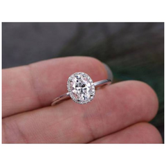 2.5 Carat Oval Cut Diamond Engagement Ring for Women, Halo Ring Wedding Ring