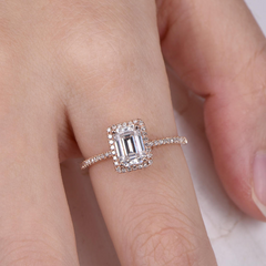 1.5 Carat Emerald Cut Diamond Engagement Ring for Women, Wedding Ring, Christmas Gifts