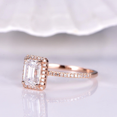 1.5 Carat Emerald Cut Diamond Engagement Ring for Women, Wedding Ring, Christmas Gifts