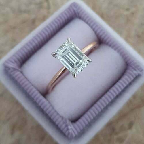 3 Carat Emerald Cut Diamond Engagement Ring for Women, Wedding Ring, Solitaire Ring