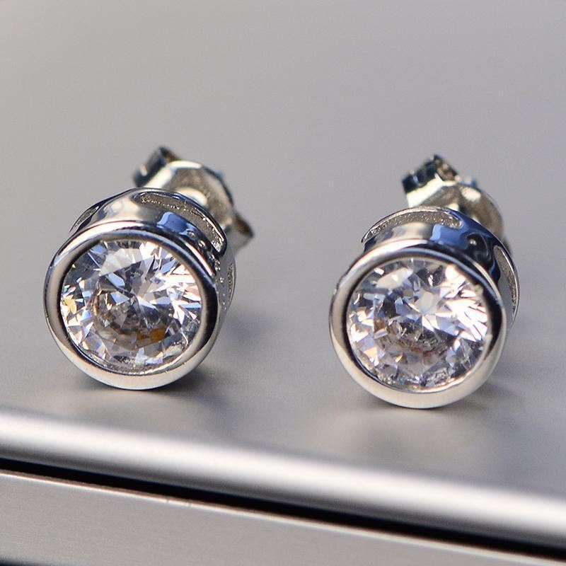 3 TCW Round Cut Diamond Stud Earrings For Women, Christmas Gifts, Anniversary Gifts, Bezel Earrings