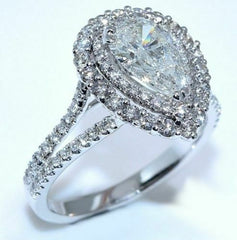 1.5 Carat Pear Cut Diamond Engagement Ring for Women, Halo Ring Set Wedding Ring