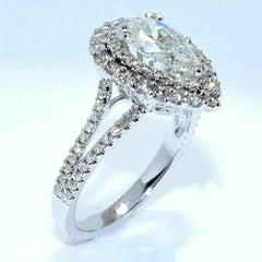 1.5 Carat Pear Cut Diamond Engagement Ring for Women, Halo Ring Set Wedding Ring